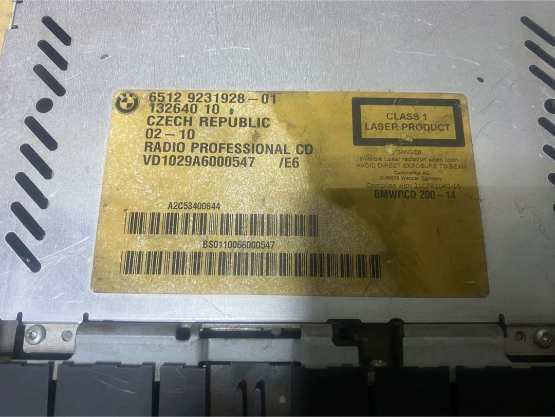 BMW Radio Professional CD Player 9231928 E81 E82 E87 E88 E90 E91 E92 E93 1 Serie