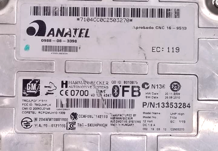 VAUXHALL ASTRA GTC BLUETOOTH CONTROL MODULE 2014  -13353284