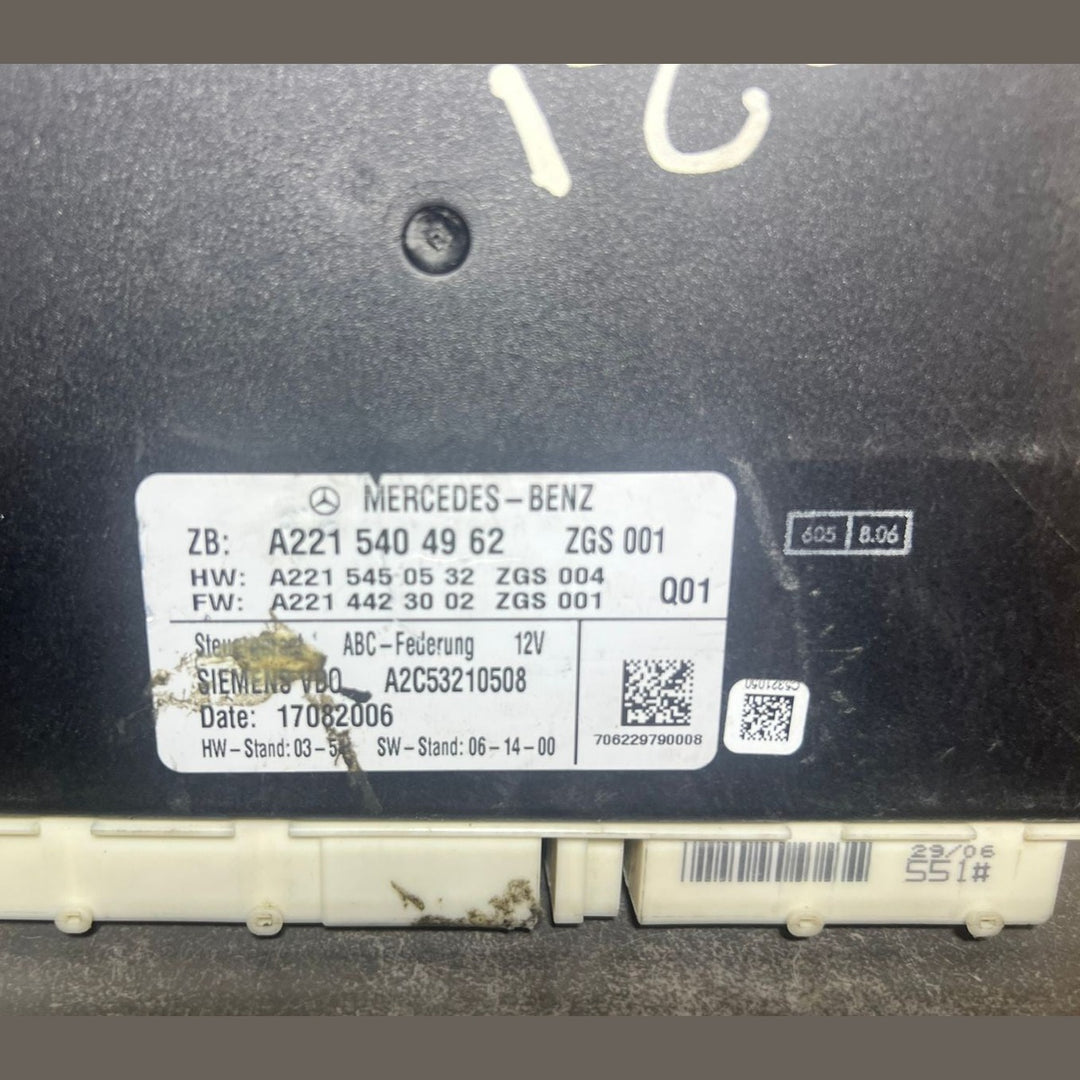 07-13 MERCEDES W221 S-CLASS AIR SUSPENSION CONTROL UNIT MODULE A221 5404962 OEM