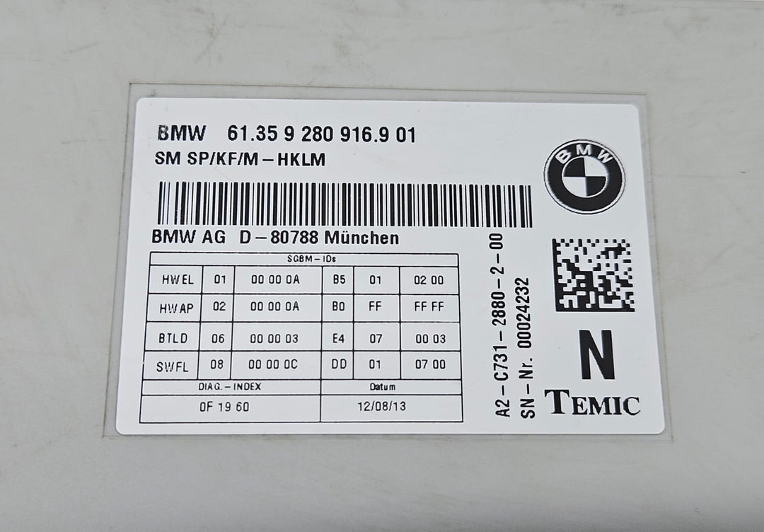 BMW F10 and 6 Series F06 F12 F13 Seat Control Module 9280916 OEM