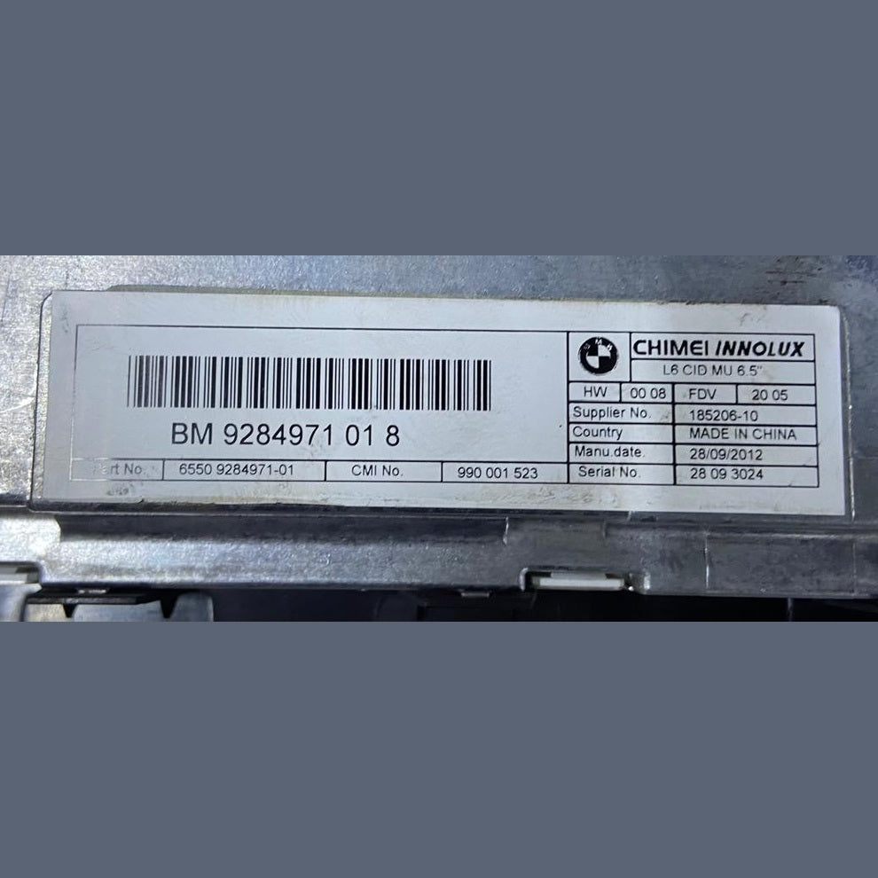 OEM BMW 5 SERIES F07 GT 6.5'' CENTRAL INFORMATION DISPLAY SCREEN 9284971