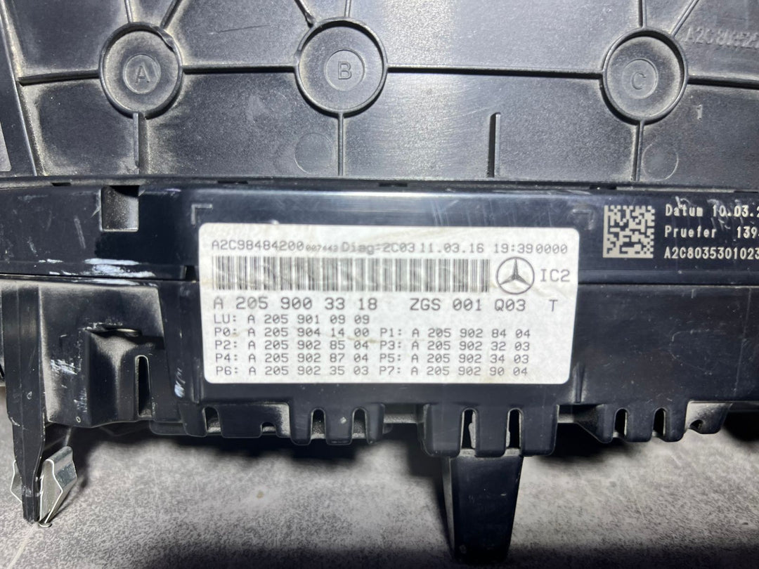 14-20 Mercedes-Benz W205 C-Class Instrument Cluster Speedometer A205 9003318 OEM