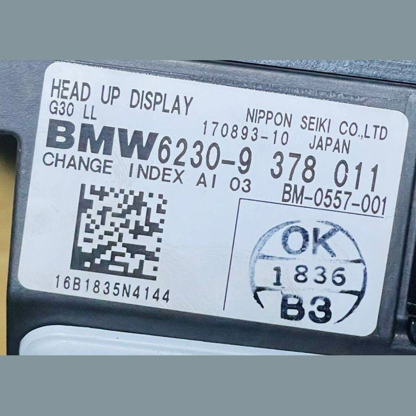 2017-2020 BMW Head-Up Display 9378011 BMW G30, G31, M5 F90, and 530e models LHD