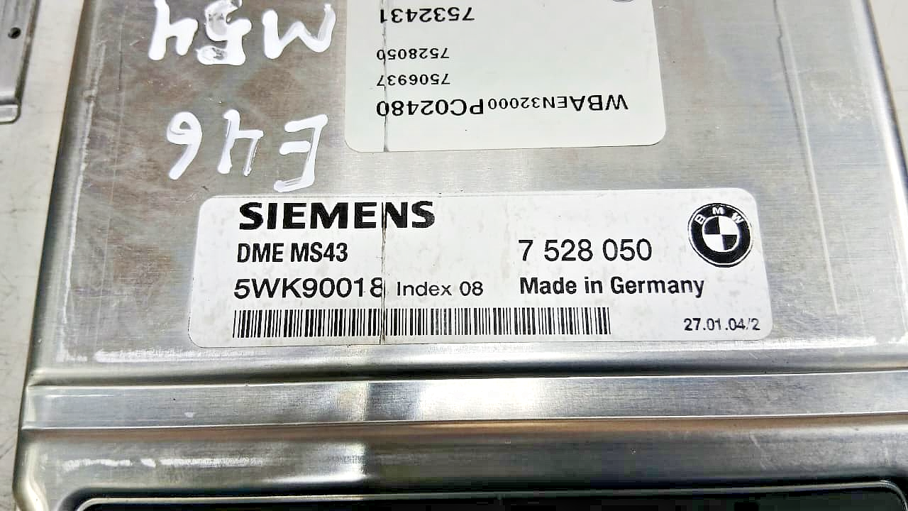 BMW 325i E46 2004 M54 ENGINE CONTROL UN IT ECU KIT DME MS43 7528050