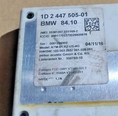 BMW F26 F36 430 440 X4 TELEMATICS COMPUTER CONTROL MODULE UNIT OEM - 1D 2447505