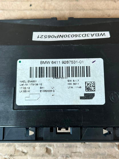 2012 BMW 320i F20 F21 F30 F31 F35 Air Conditioning/Heating Control Unit 9287531