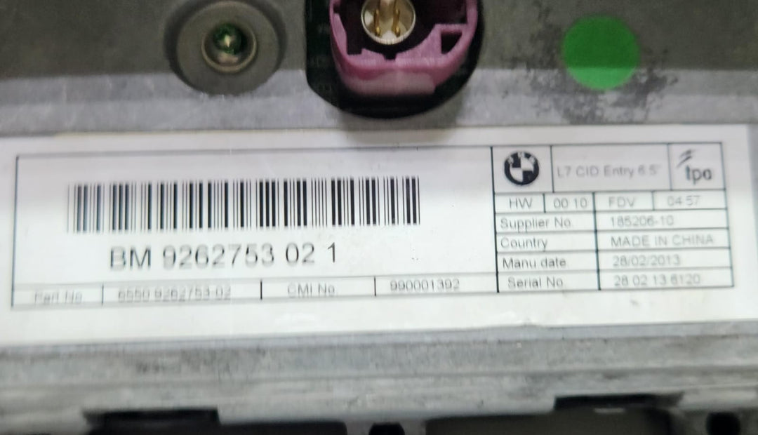 11-19 BMW 3 Series Central Information Display 9262753 F30 F31 OEM