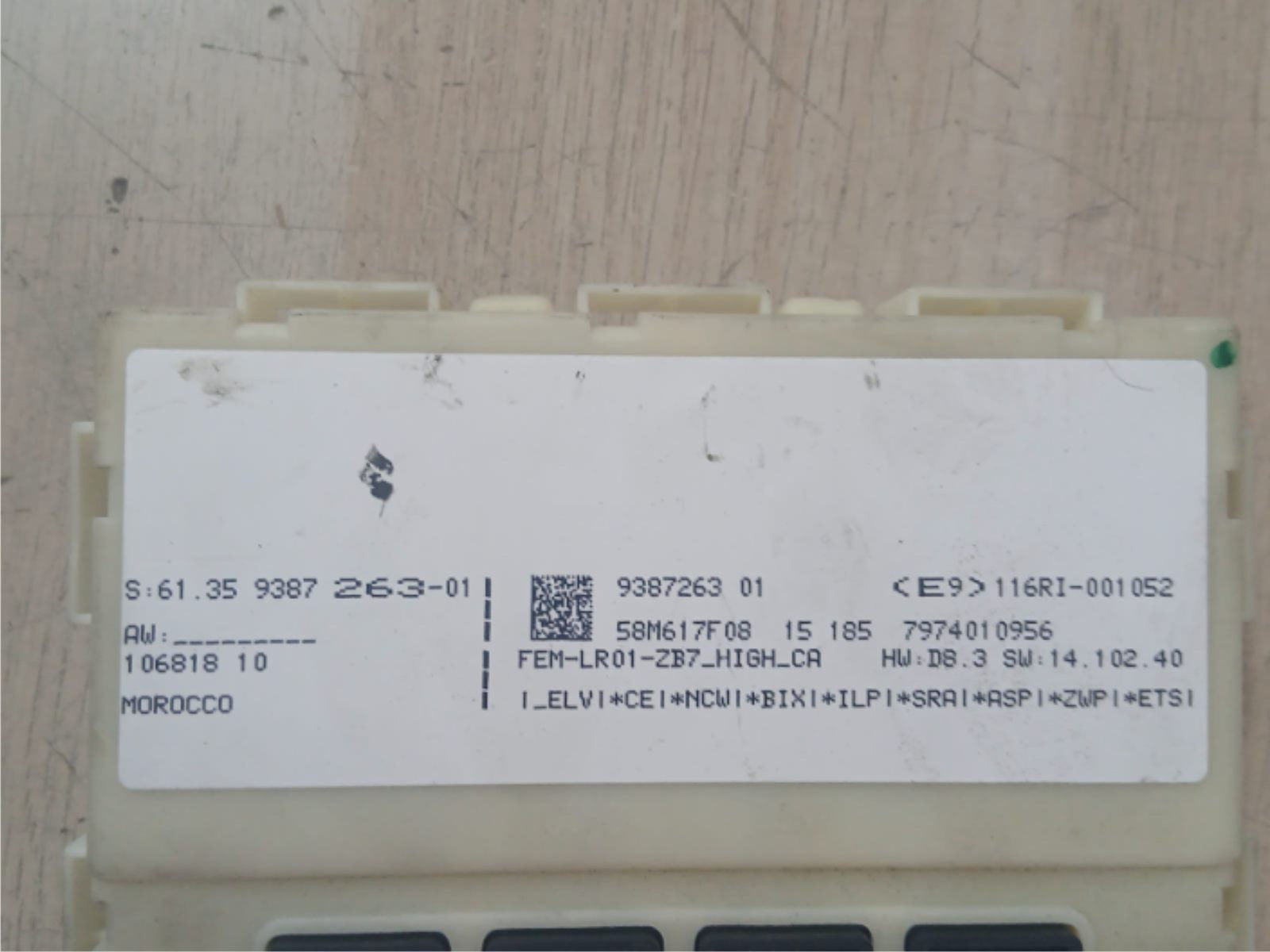 2012-18 BMW 320i Front Electronic Control Module 9387263 F30 F32 F33 F36 F80 F82