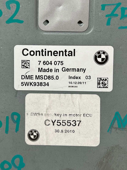 2009-2012 BMW 750i F02 N63 4.4 V8 Engine Control Module 7604075 ECU SET
