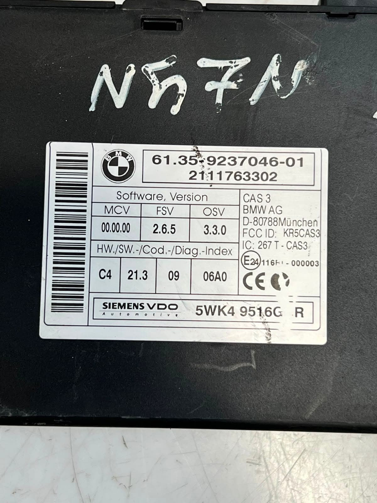 2011 BMW 328i 3 Series E92 E93 X5 X1 E70 N47N CAS3 C4 Control Module 9237046 OEM
