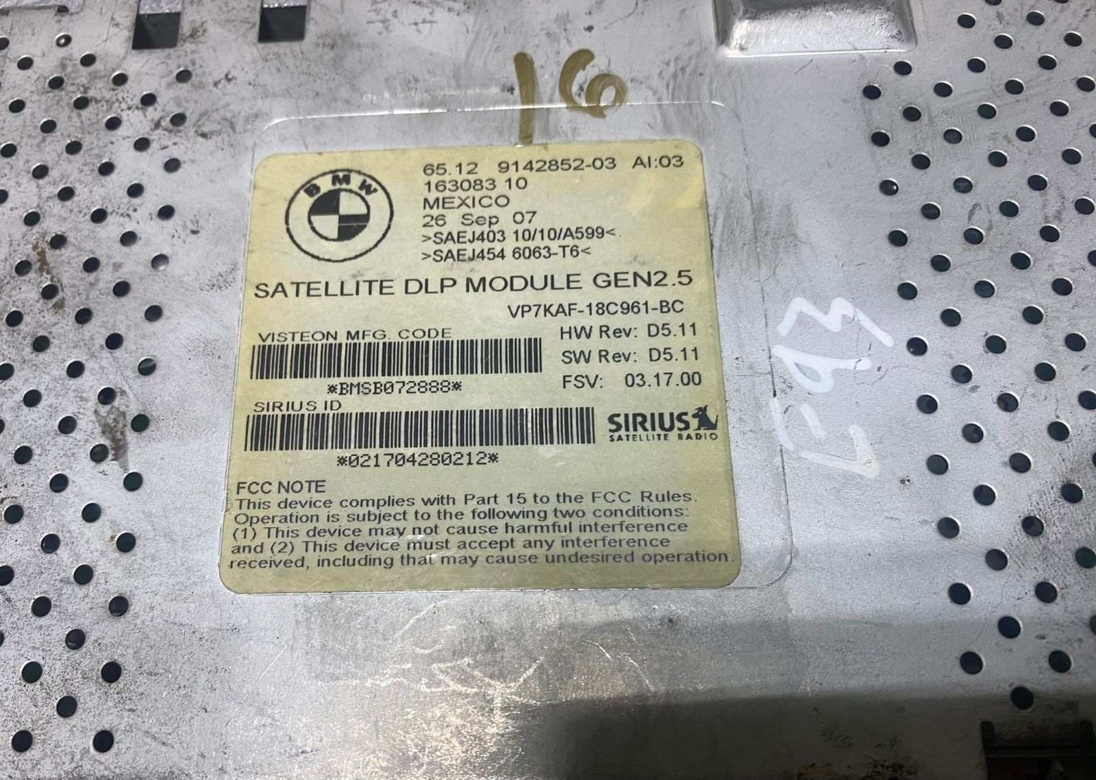 2008-2009 BMW 3-Series E90, 5-Series E60 E61, and X5 E70  328i Satellite Radio C