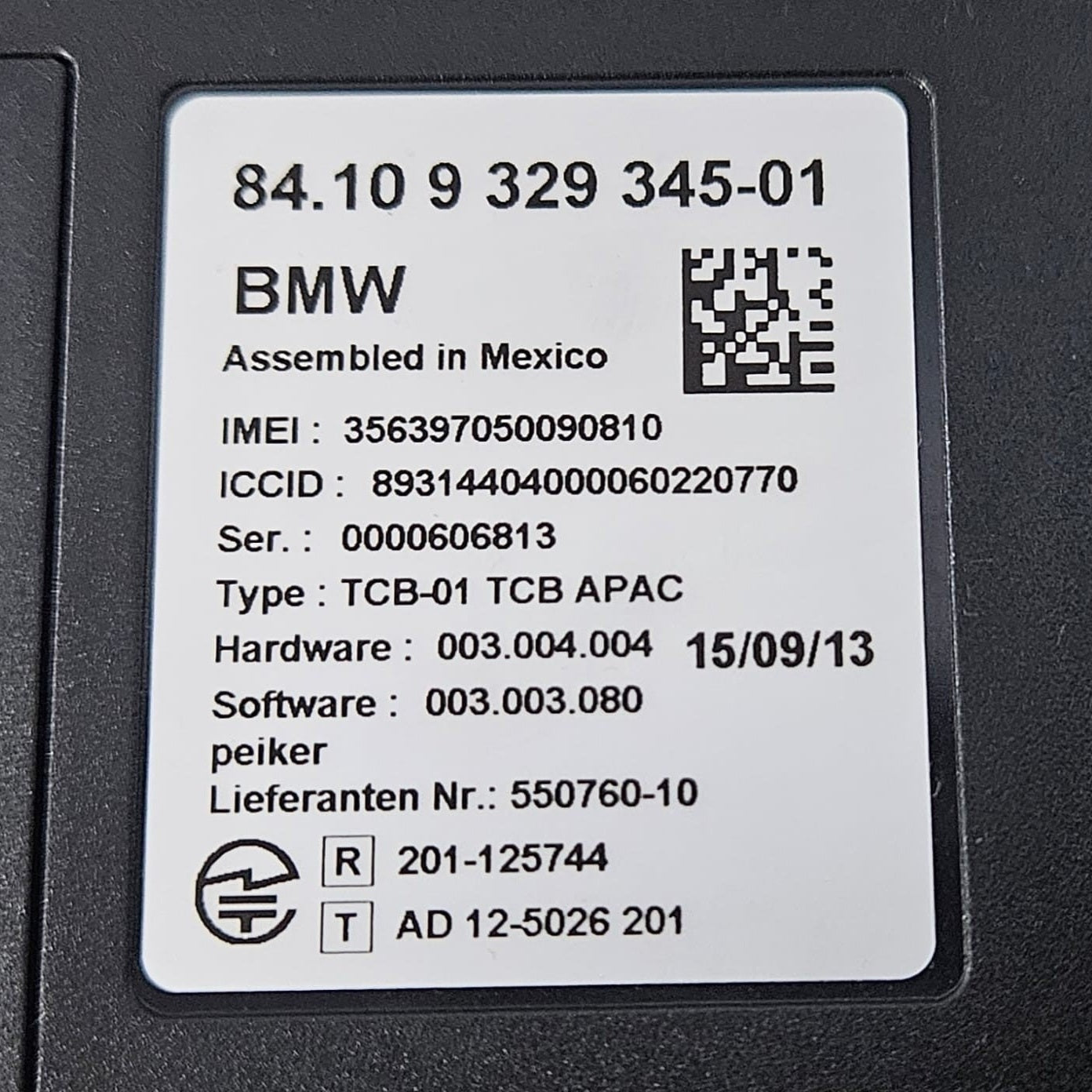 OEM BMW 1 3 SERIES F02 F20 F21 BLUTOOTH CONTROL MODULE ECU 9329345
