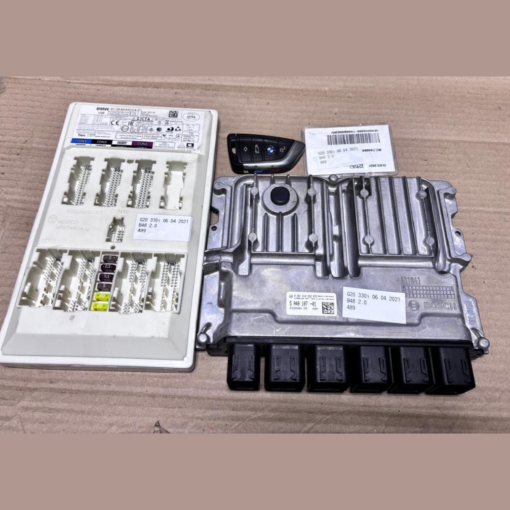 BMW G20 330i B48 2.0 06-042021 ENGINE CONTROL UNIT COMPLETE SET +KEY - (5A40107)