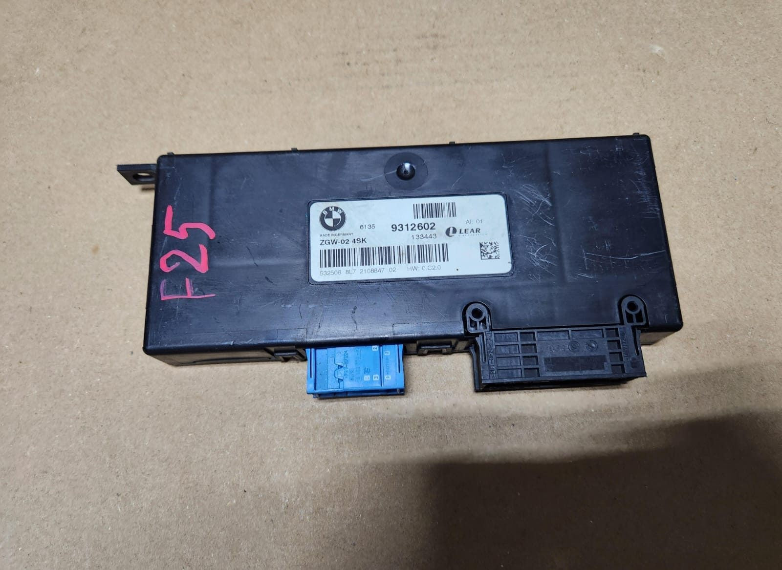 2009-2019 BMW X3 Central Gateway Module 9312602. X3 F25,ZGW-02. F25 X3