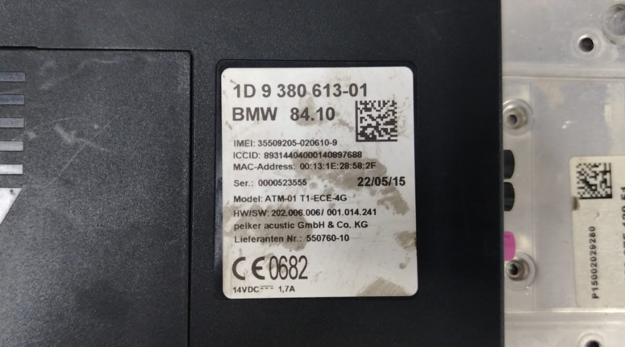 OEM BMW 1 SERIES F20 TCU TELEMATIC CONTROL MODULE BLACK 9380613