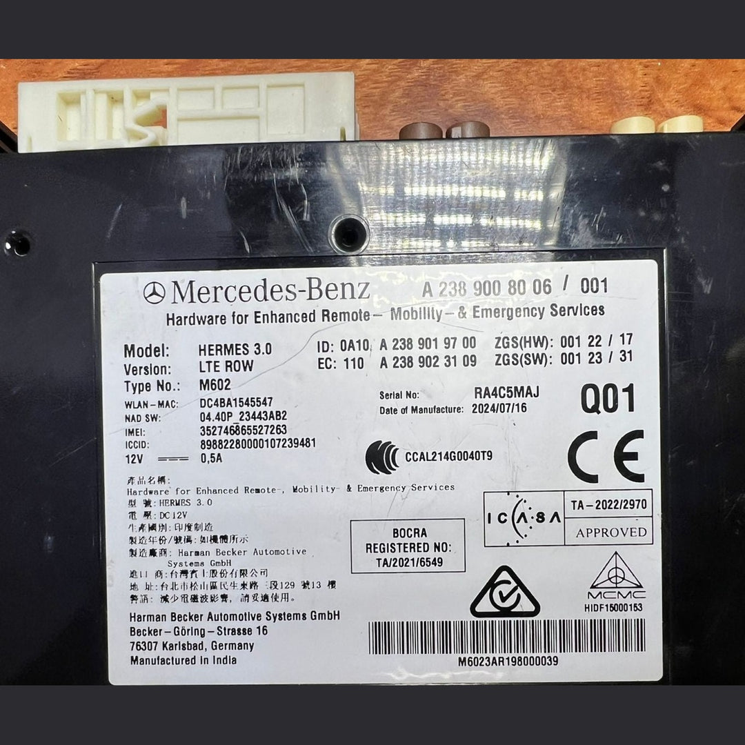 Mercedes-Benz W238 Bluetooth Telematics Module A238 9008006 OEM