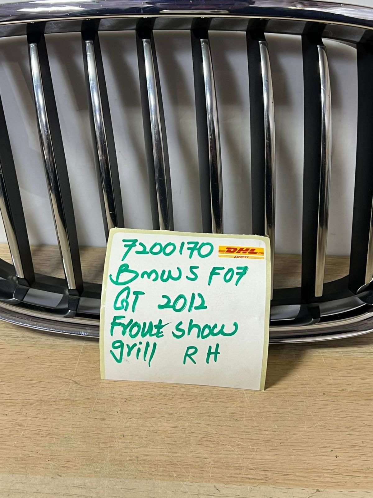 BMW 5 Series GT F07 2009 Front Right Upper Bumper Grille Trim Chrome OEM 7200170