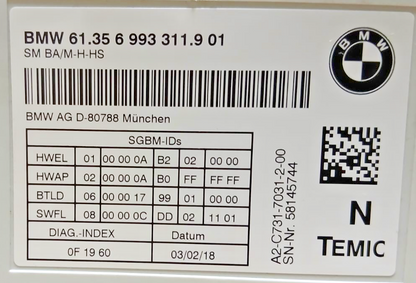 BMW X5 F15 2015 Seat Module Unit Front Left 6993311 SM BA/M-H-HS