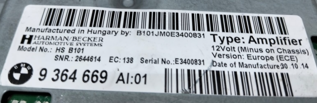BMW F10 F11 F06 F12 F01 F15 F16 ECU Active Sound Design 9364669 HARMAN/BECKER
