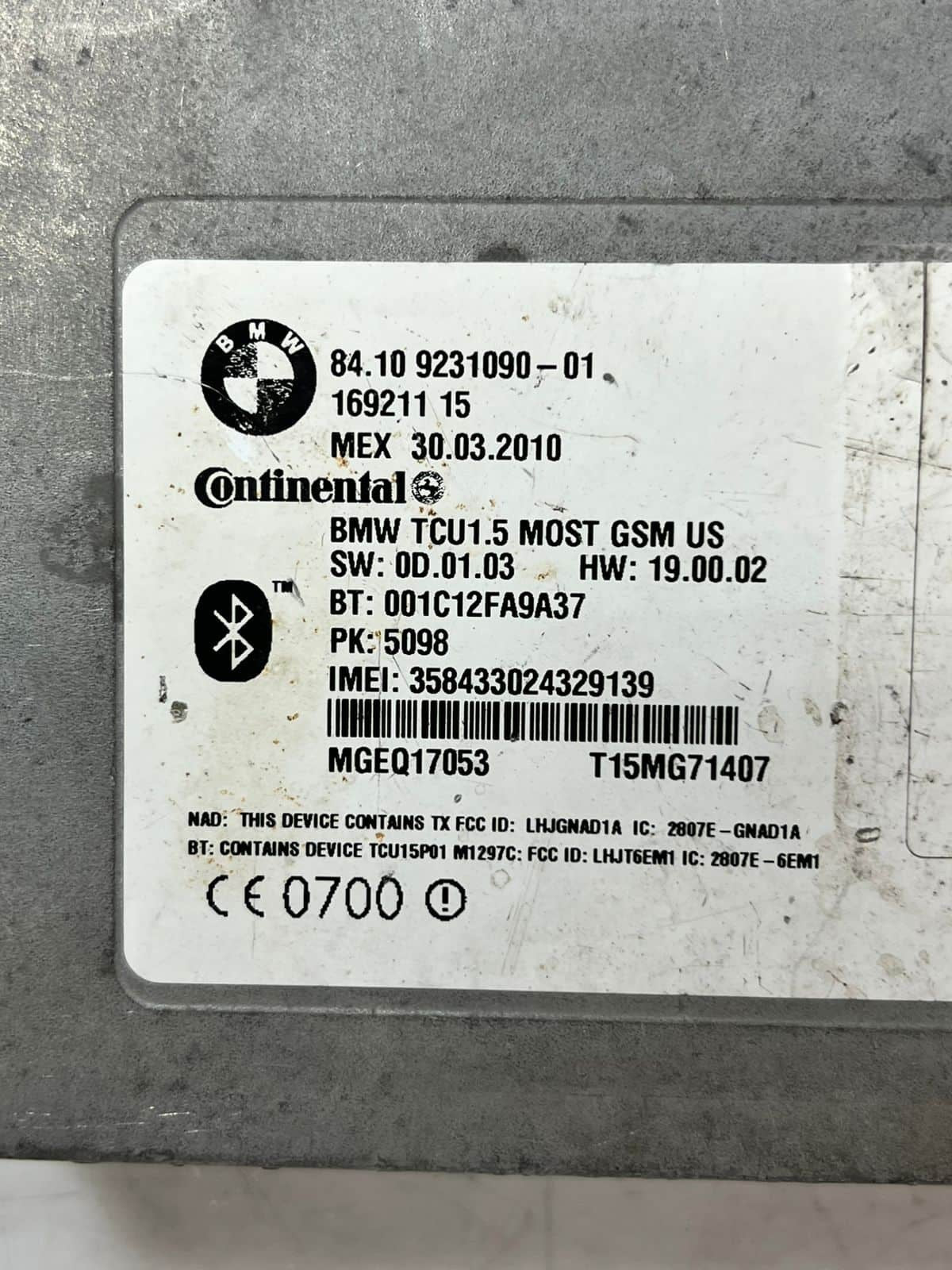2011-2016 BMW 535i 550i 650i X6 Bluetooth Telematics Control Module 9231090 OEM