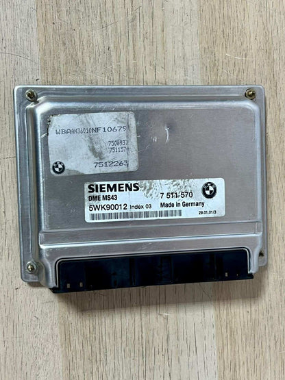 2001 BMW 525i Engine Control Unit ECU MS43 7511570 Z3 Roadster 2.5i 