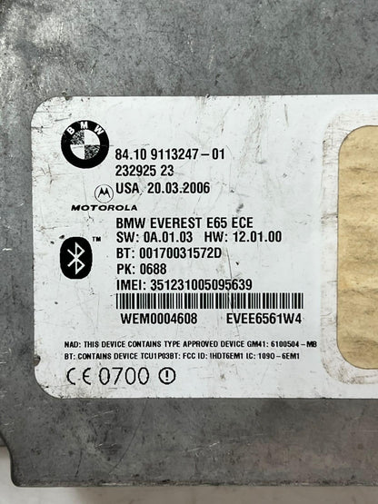 BMW 7 Series E65 E66 Bluetooth Telematics Control Module 9113247 OEM