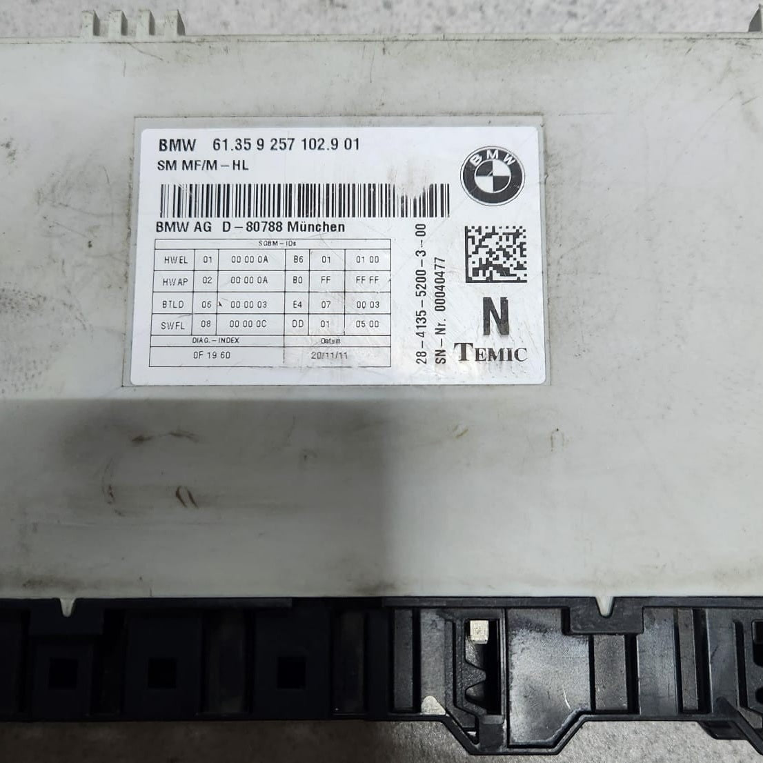 2011-2016 BMW 528i Front Seat Control Module 9257102  F10 5 Series 535i 550i