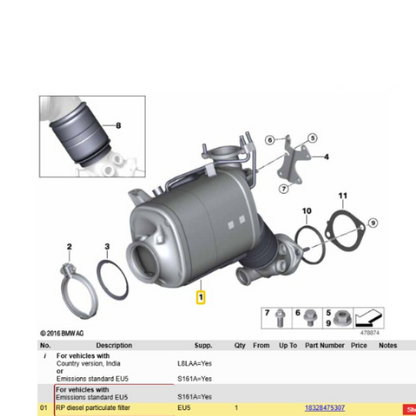 2019-2023 BMW B57D30A X5 G05 G07 and X7 Diesel Particulate Filter 8475307 OEM