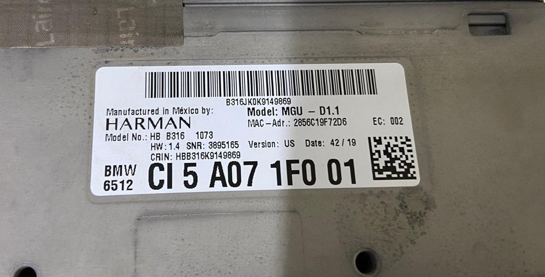 OEM BMW X5 G05 X6 G06 X7 G07 AUDIO RADIO NAVIGATION HEAD MODULE UNIT 5A071F0