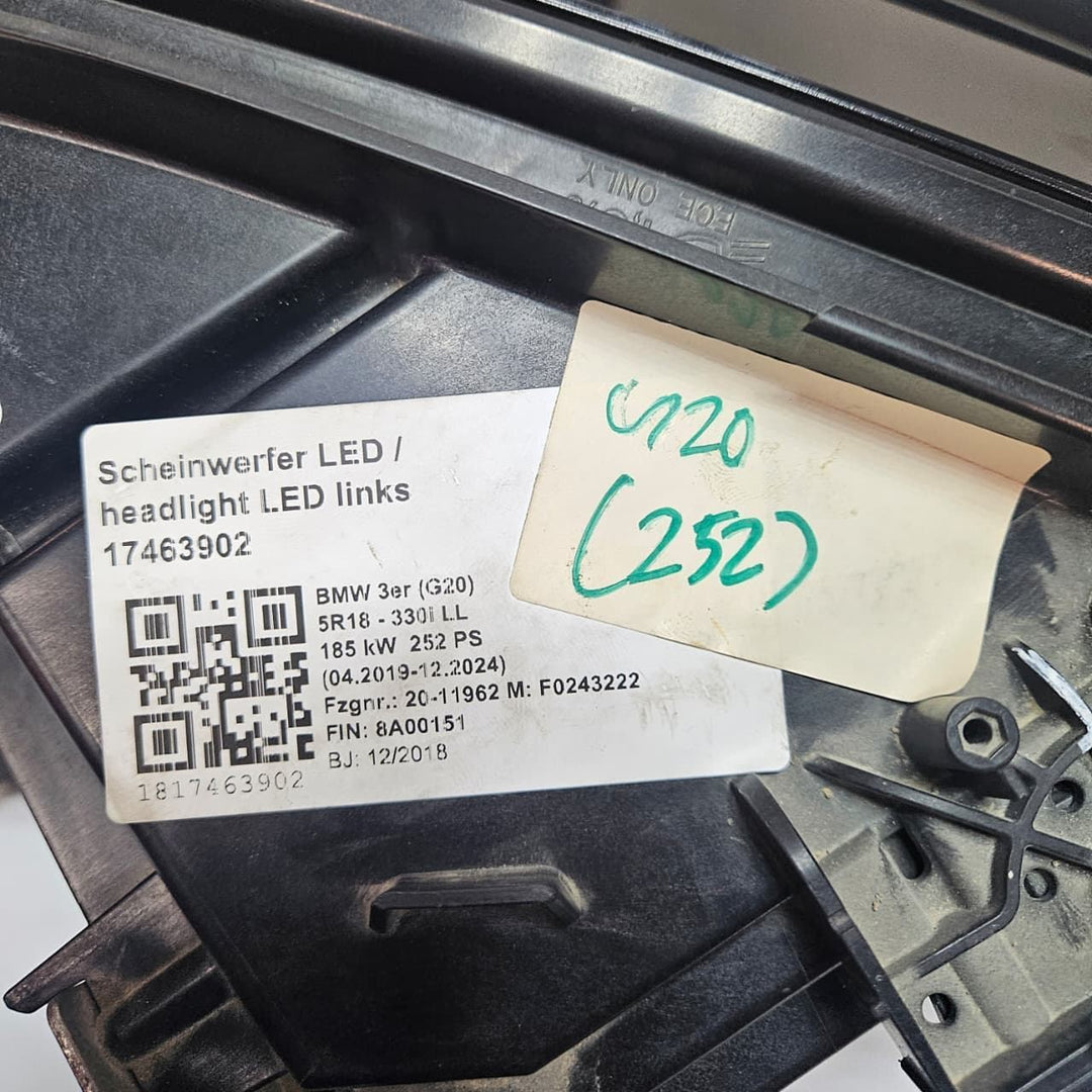 2019 BMW 3 Series G20 G21 330i Headlight 9481713 LHD USED ECE Front Left