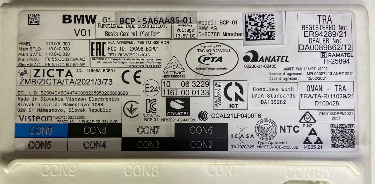 OEM BMW i20 BDC Basic Computing Platform 5A6AA85 Brand New ANATEL
