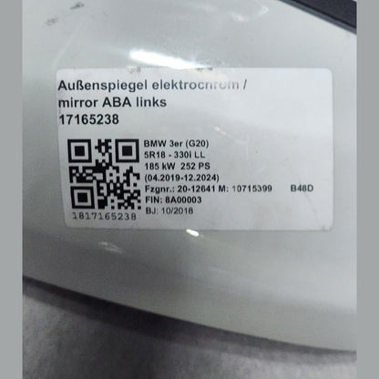 BMW Mirror Glass Left Heating Dimming 7956415 3 Series G20 G21 G28 330E 2020-23 