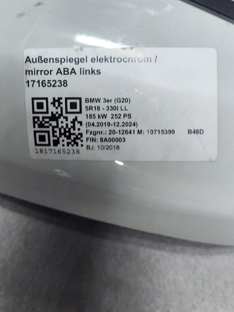 BMW Mirror Glass Left Heating Dimming 7956415 3 Series G20 G21 G28 330E 2020-23 
