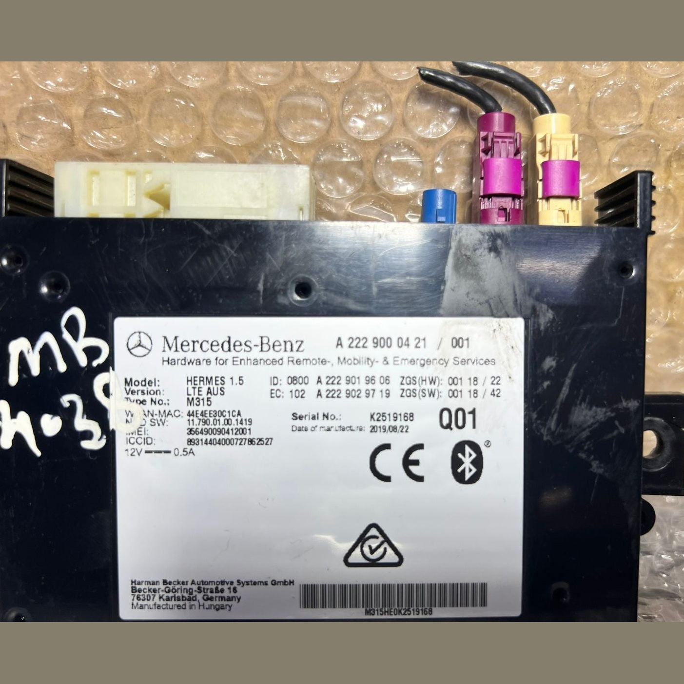 15-21 Mercedes-Benz W222 S-Class Bluetooth Telematics Module A222 9000421 OEM