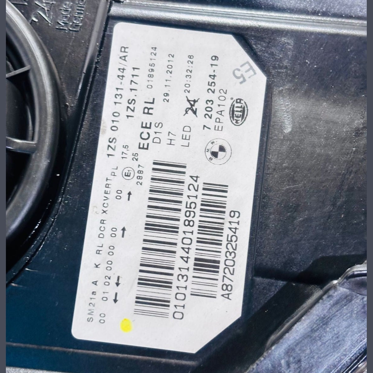 Bmw 5 Series F10 520i 528i 535i 530i RHS Headlight Xenon Daynamic RHD 7203254