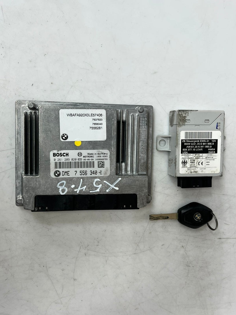 2005-2006 BMW 545i X5 4.8 E60 Engine Control Module ECU SET DME+EWS+1KEY 7556340