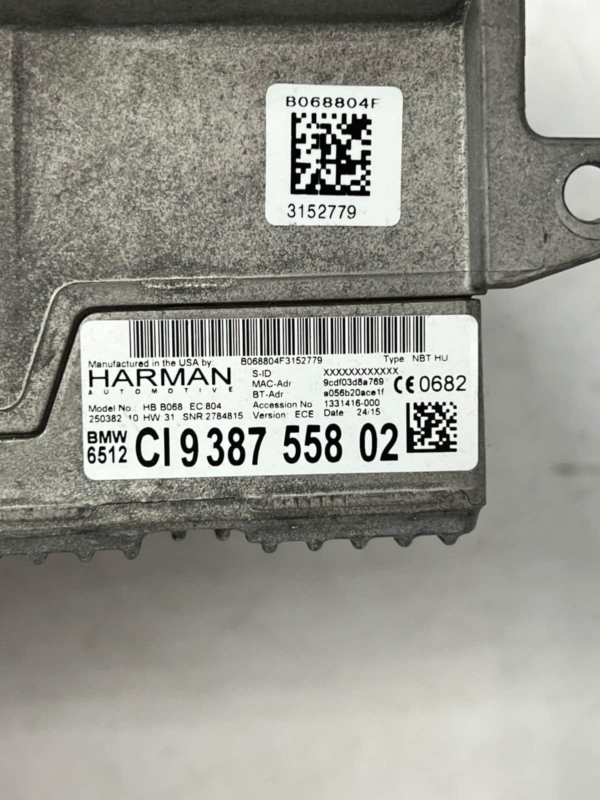 2014-2019 BMW X5 F10 F11 F15 F16 F20 HARRMAN Radio Navigation Head Unit 9387558