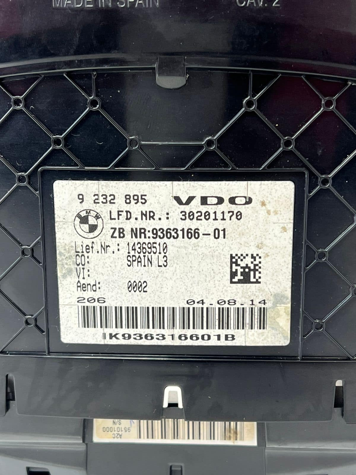 2015-2016 BMW 428i 3' F30 4' F36 Gran Coupe Instrument Cluster 9363166 OEM