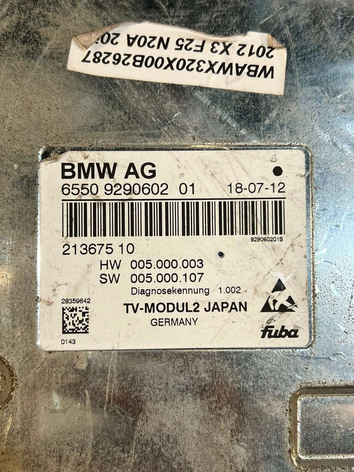 2014 BMW 3' F30 5' F15 F10 F11 F25 F07 535i TV Tuner Module 6550 9290602 OEM