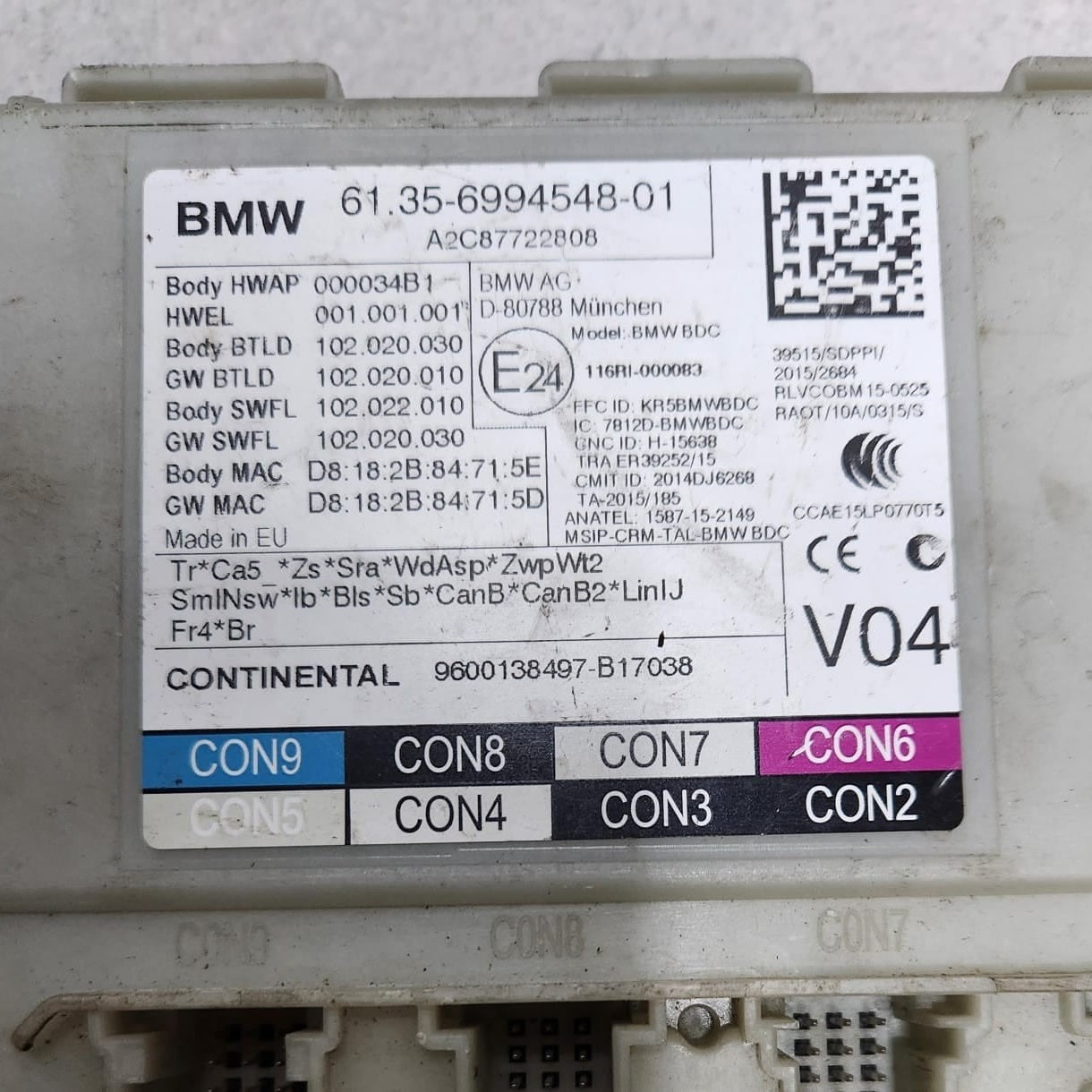 2017-2020 BMW 530i Body Control Module 6994548 G30 G31530i 540i M5 OEM