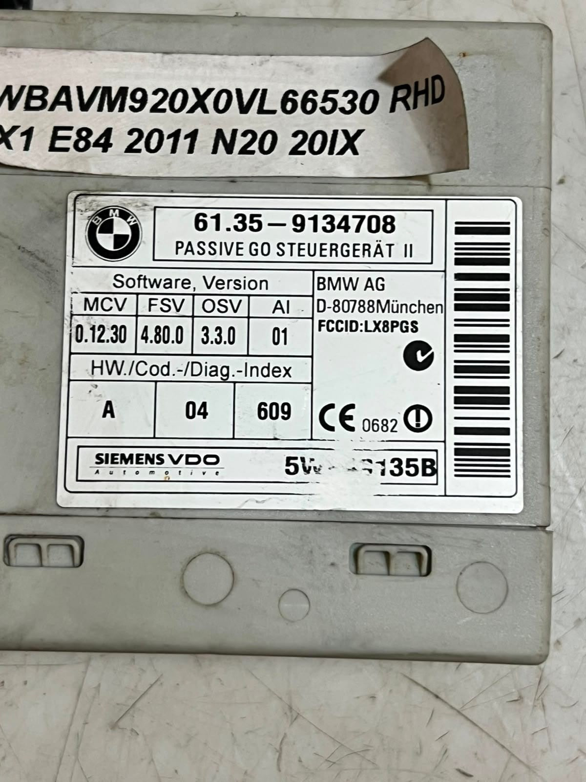 2007-2015 BMW E82 E84 E88 E90 E91 335i Passive Go Control Unit 6135 9134708