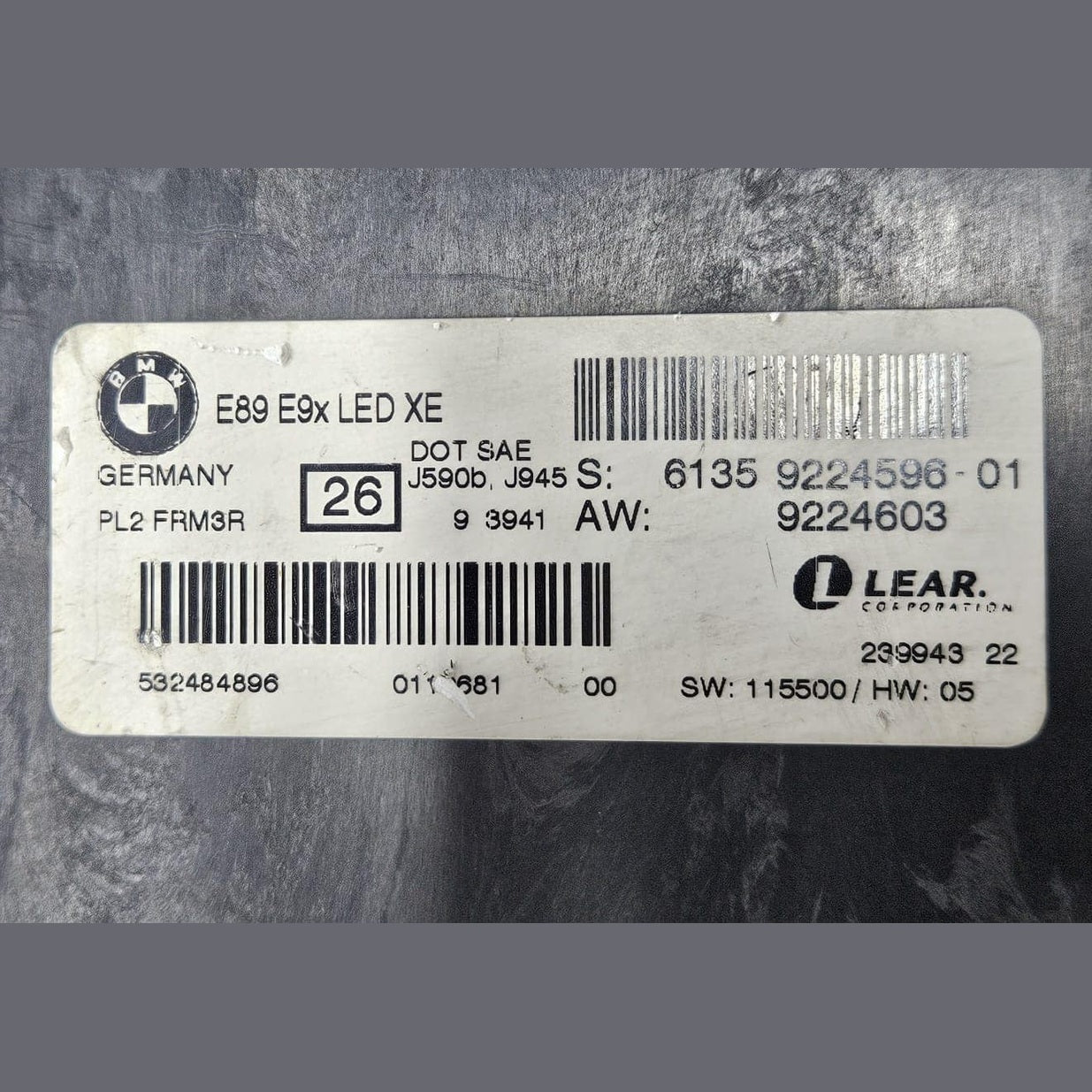 BMW E90, E91, E92, E93, E89 Footwell Light Control Module 9224596 OEM