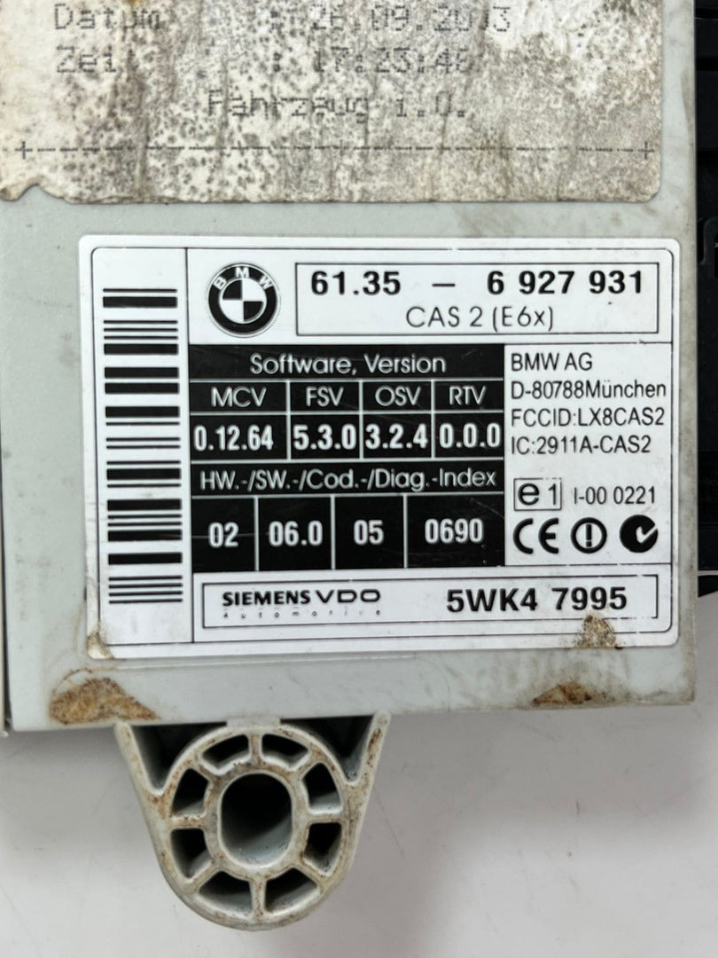 2004 BMW 5 6 Series E60 E61 E63 E64 Control Unit Module CAS 2 CAS2 6927931