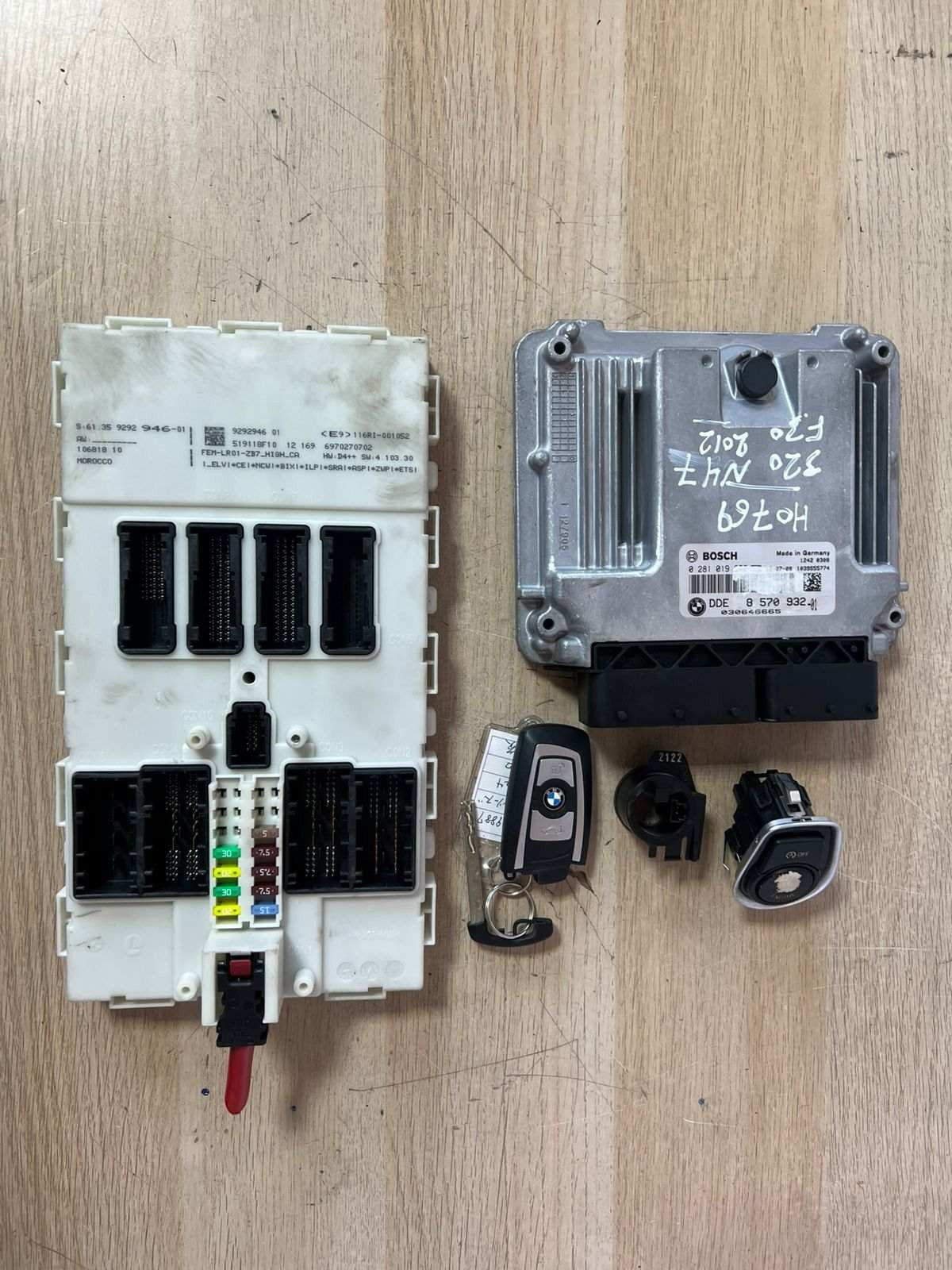 2012 BMW 320I N47D F30 Engine Control Unit COMPLETE SET DDE + FEM + 1KEY 8570932