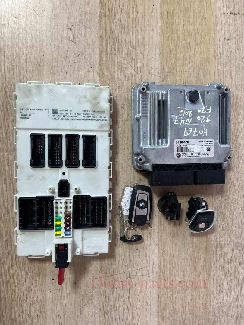 2012 BMW 320I N47D F30 Engine Control Unit COMPLETE SET DDE + FEM + 1KEY 8570932