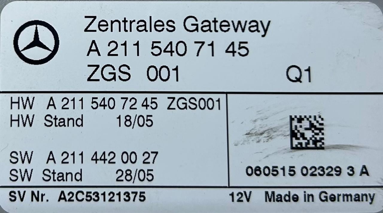 2004-2008 Mercedes-Benz E classCLS350 Central Gateway Control Module A2115407145