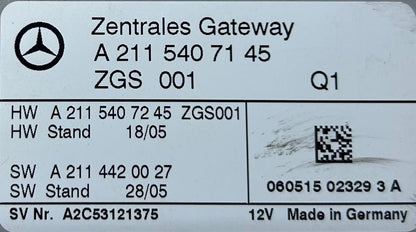 2004-2008 Mercedes-Benz E classCLS350 Central Gateway Control Module A2115407145