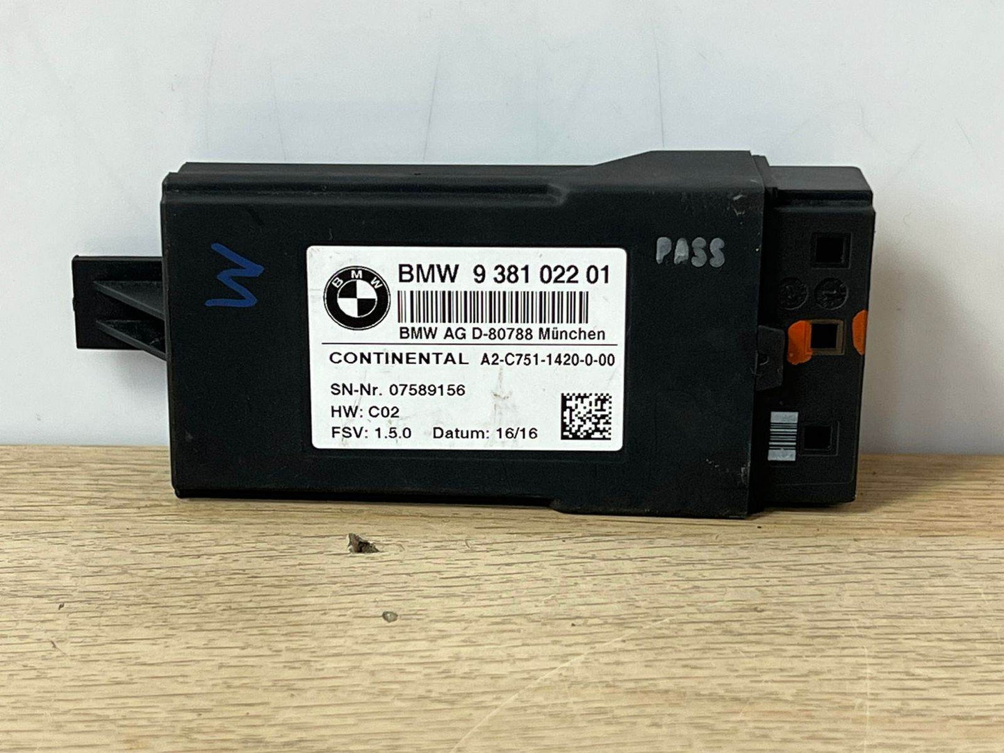2016-2019 BMW 750i Rear Heated Seat Control Module 9381022