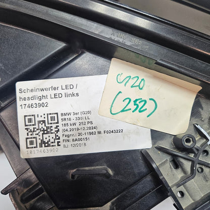 2019 BMW 3 Series G20 G21 330i Headlight 9481713 LHD USED ECE Front Left