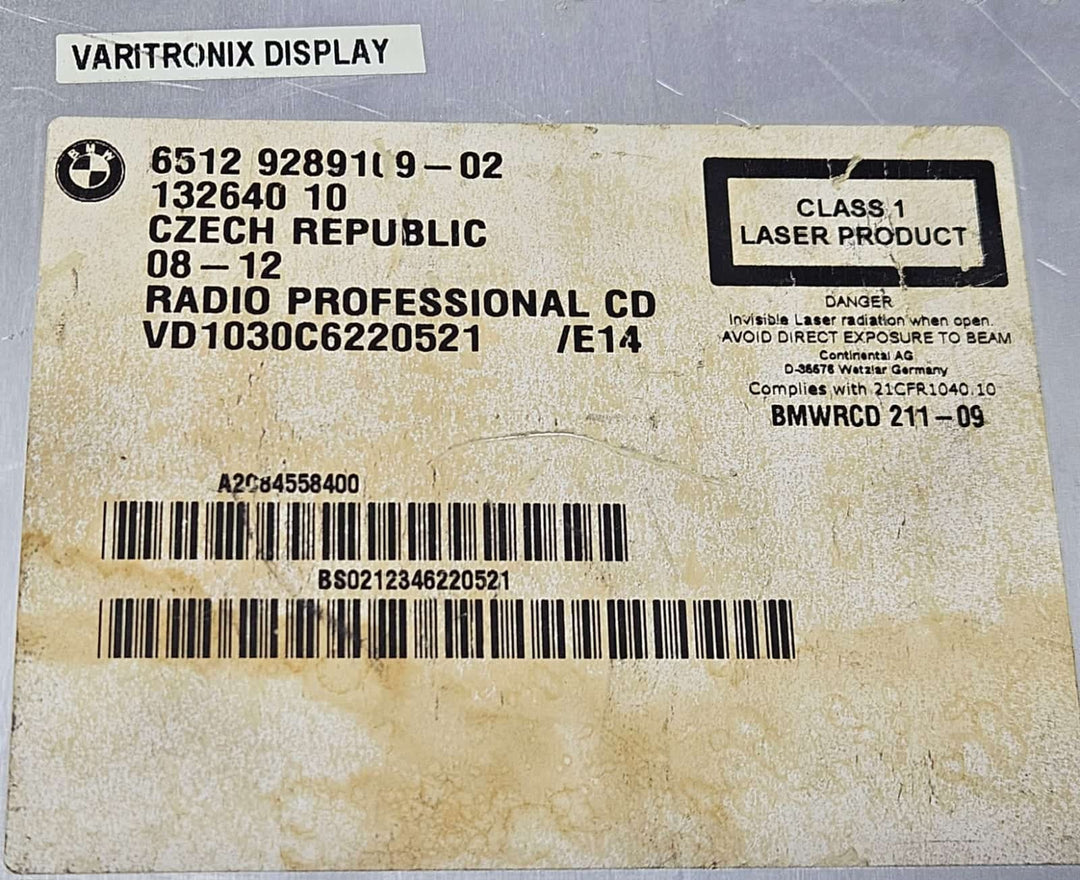 9289109-2013 BMW X1 E84 Radio CD Professional Audio Head Unit OEM